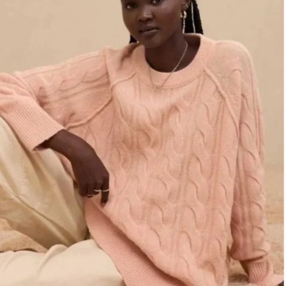 aerie Sweaters - Aerie unREAL Cable Crew Sweater Dusty Pink Oversized Cableknit Size XXS